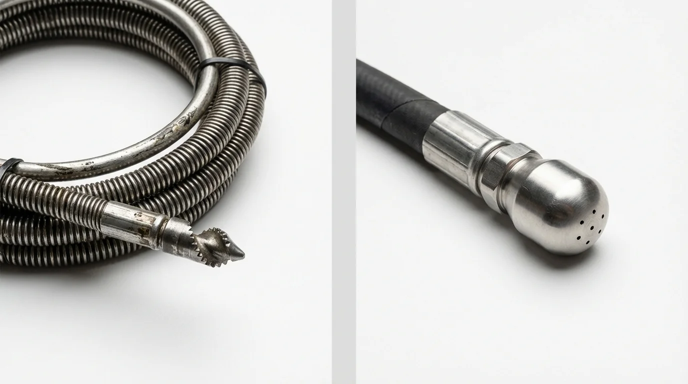 Drain snake cable and hydro jetting nozzle used for drain cleaning in Van Lear, KY