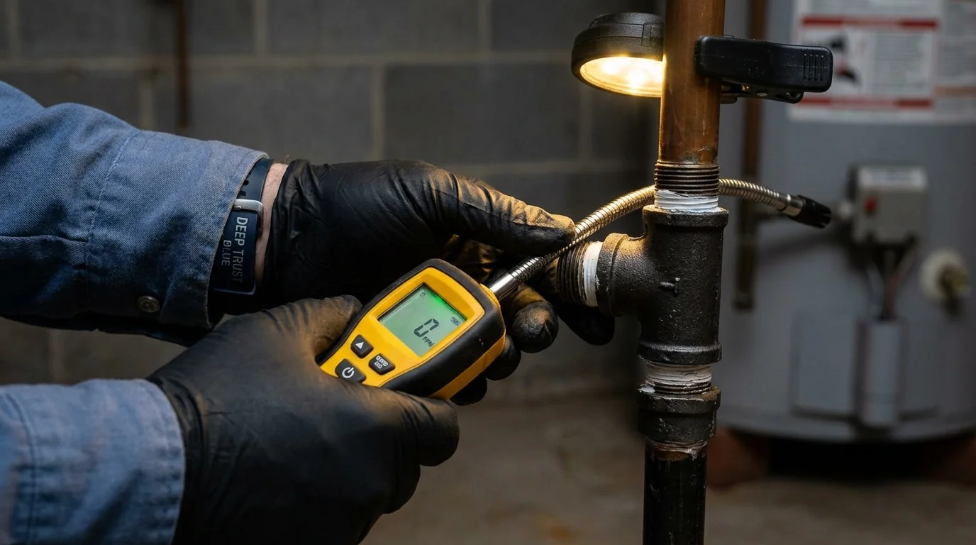 Gas leak detection with electronic sniffer by Johns Plumbing LLC in Van Lear