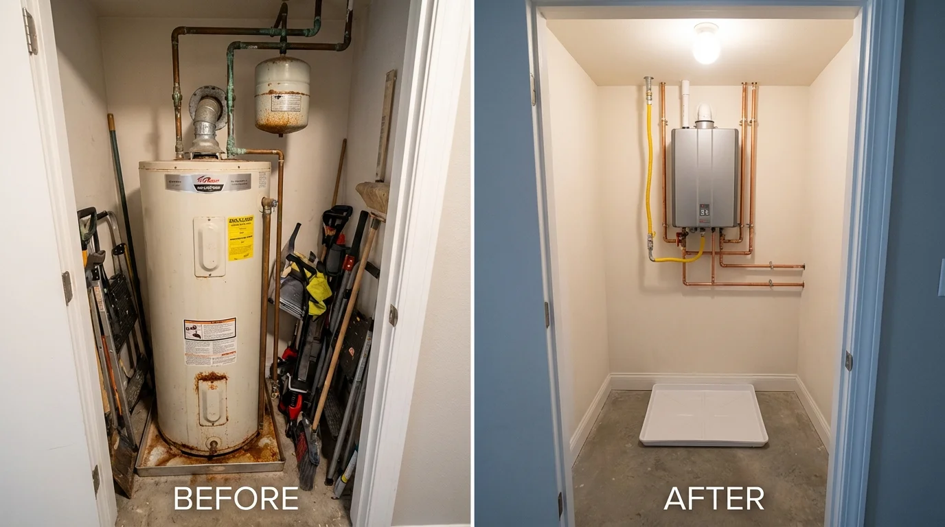 Tank water heater versus wall-mounted tankless unit comparison for Van Lear, KY homeowners
