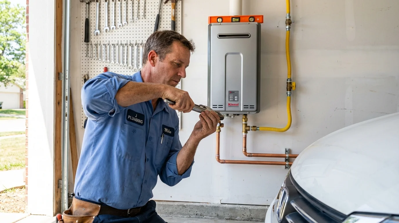 Tankless water heater installation by a Johns Plumbing LLC plumber in Van Lear