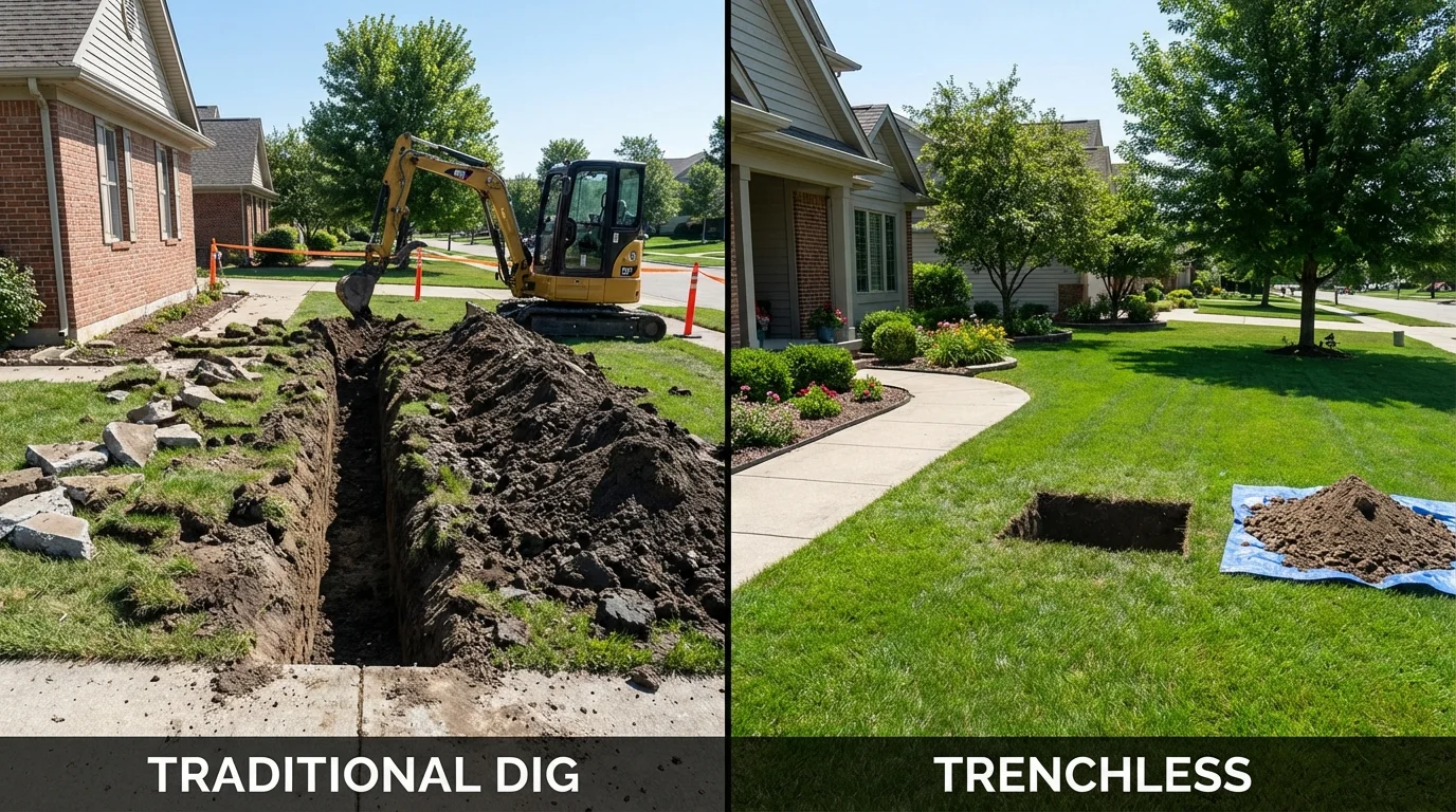 Trenchless sewer repair with minimal yard damage versus traditional excavation in Van Lear, KY